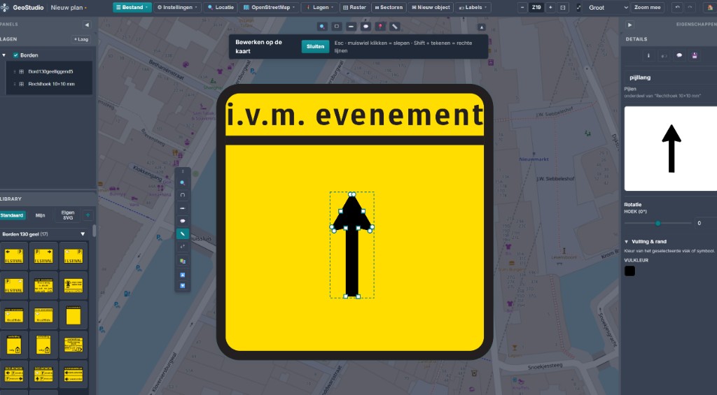 GeoStudio: bewerken van een pijl op een bord