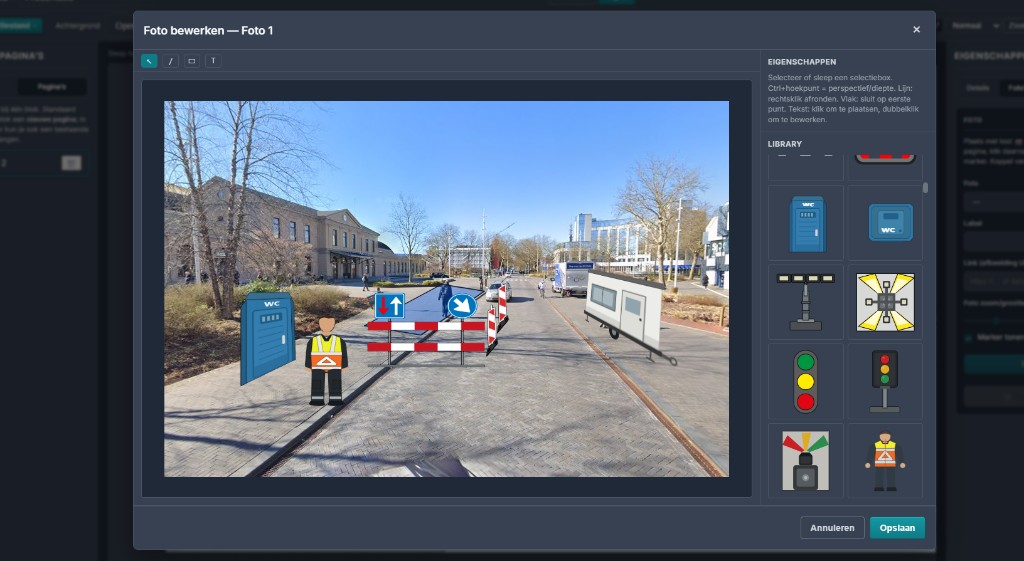 PlanStudio: locatiefoto bewerken met verkeersmaatregelen in perspectief